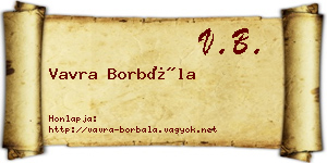 Vavra Borbála névjegykártya