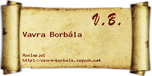 Vavra Borbála névjegykártya